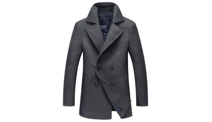 ONTBYB Mens Winter Pea Coat Wool Blend Single Breasted Jacket 